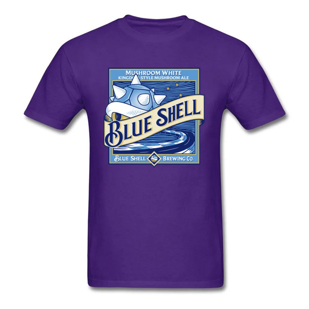 blue shell beer 6837 T-shirts for Men Print Thanksgiving Day Tops Shirts Short Sleeve Classic Sweatshirts Crew Neck 100% Cotton blue shell beer 6837 purple