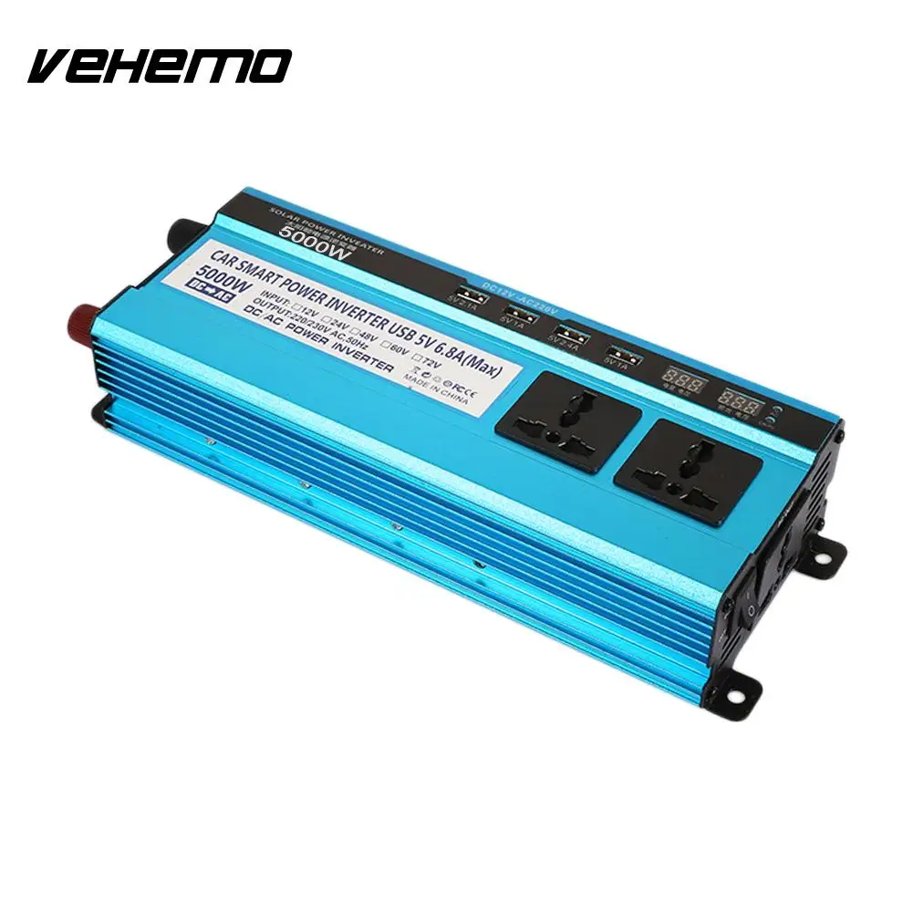 

Vehemo with Digital Display 5000W Peak Converter Transformer Solar Power Inverter Car Inverter High Performance Portable