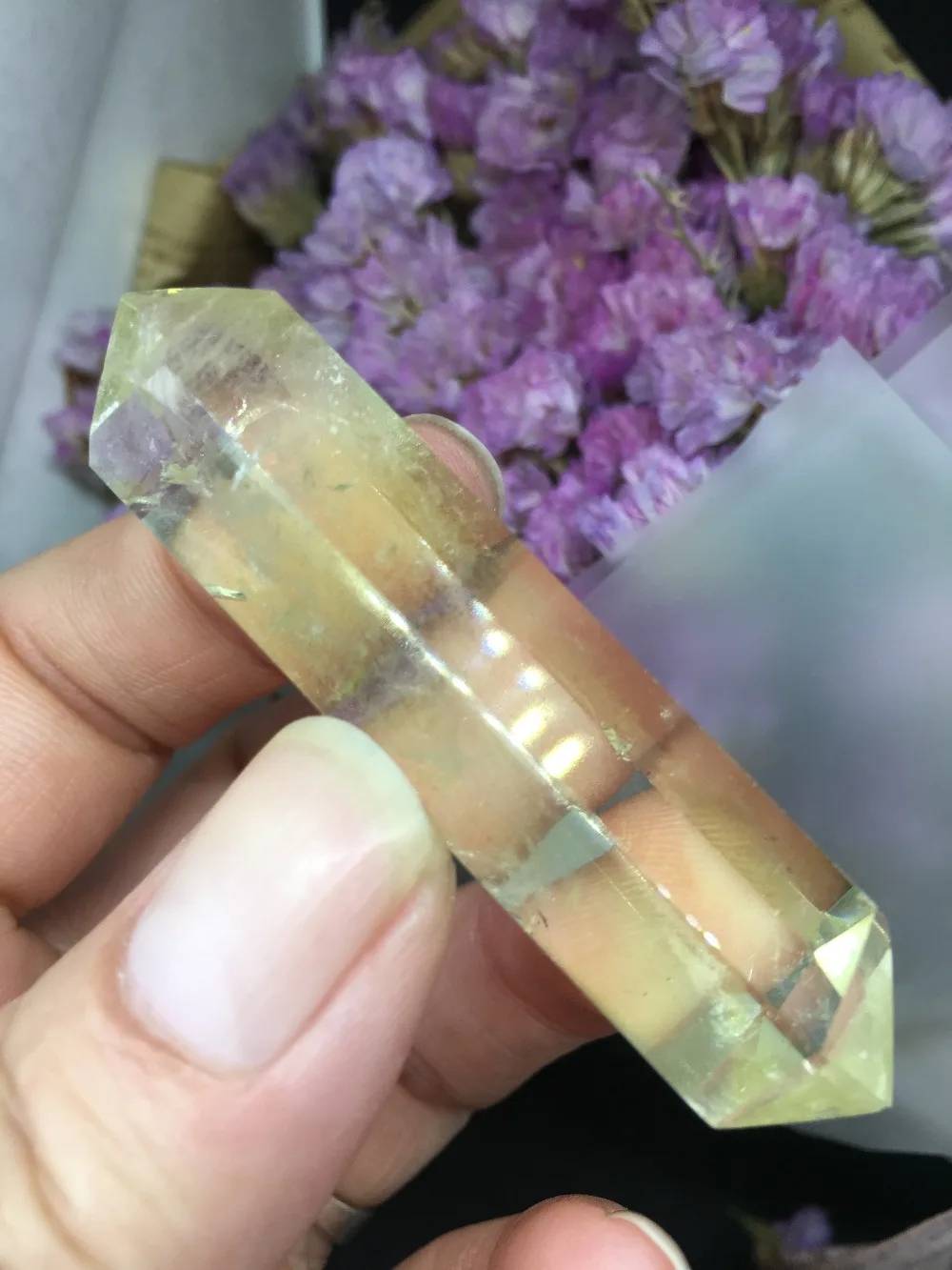 Buy 25grams of AAA natural beautiful yellow crystal, crystal pillar to heal
