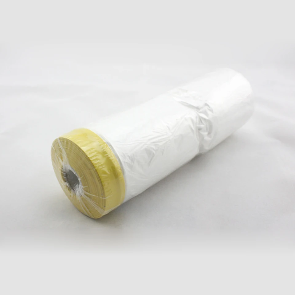 

1.1x30m roll car spray rubber paint protection film PVC clear Pre-Taped Plastic Drop Masking film for dust protection MX-107P