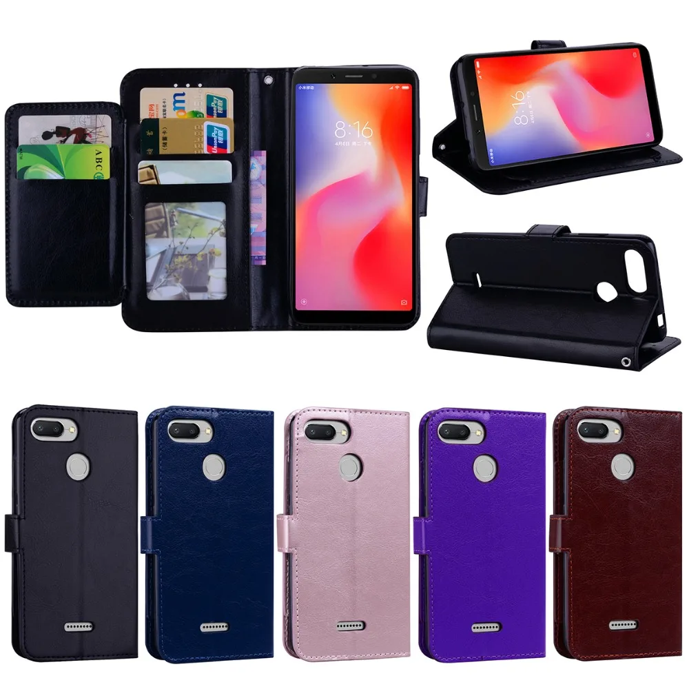 Для xiaomi Redmi 6 Чехол чехол флип для телефона из искусственной кожи глобальная