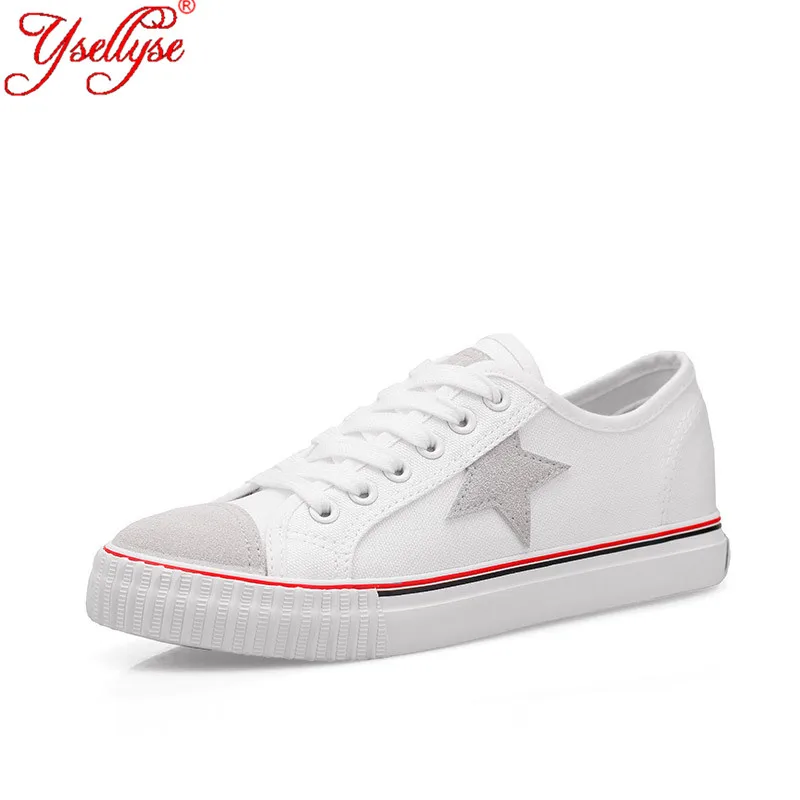 

Hot Sale Breathable White Canvas Shoes for Women 2016 Autumn Spring Lace up Star Casual Skate Shoes Woman Y1705