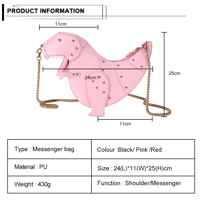 Креативные Мультяшные сумки хамелеон, с заклепками, с дизайном динозавра, из искусственной кожи, сумка через плечо, Акула, сумка через плечо, сумки-мессенджеры
