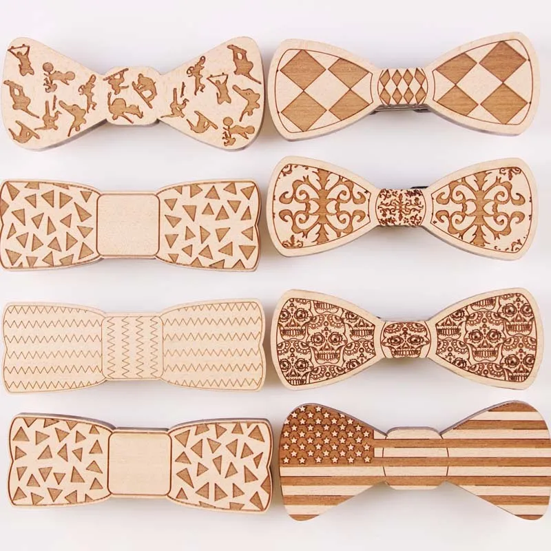 2016 new Fashion Personality Accessory Geometric Solid Hip Hop Good Wood Bow Tie For Men Butterfly Neck Skull Tie bowtie