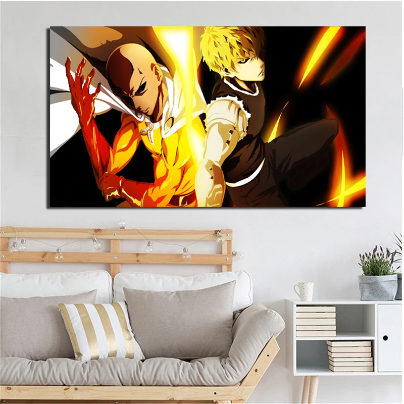

Japanses Anime One Punch Man And Genos Canvas Painting Living Room Home Decoration Modern Wall Art Oil Painting Posters Pictures