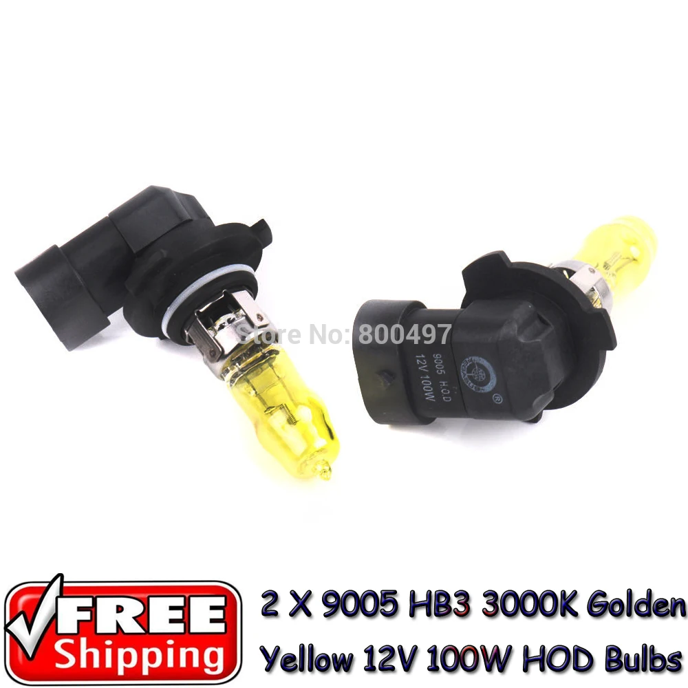 

2 x 9005 HB3 P29d 12V 3000K Golden Yellow 100W Auto Car HOD Halogen Bulbs Lamps Fog Lights Bulbs