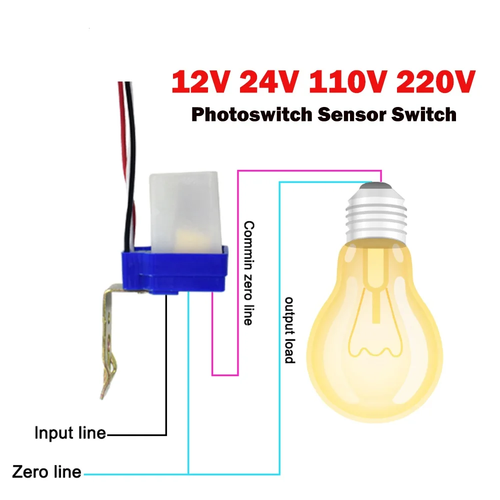 

Light Sensor Switch Automatic Auto On Off Photocell street Light Switch DC 12V 24V AC 110V 220V Photocontrol Photoswitch Sensor