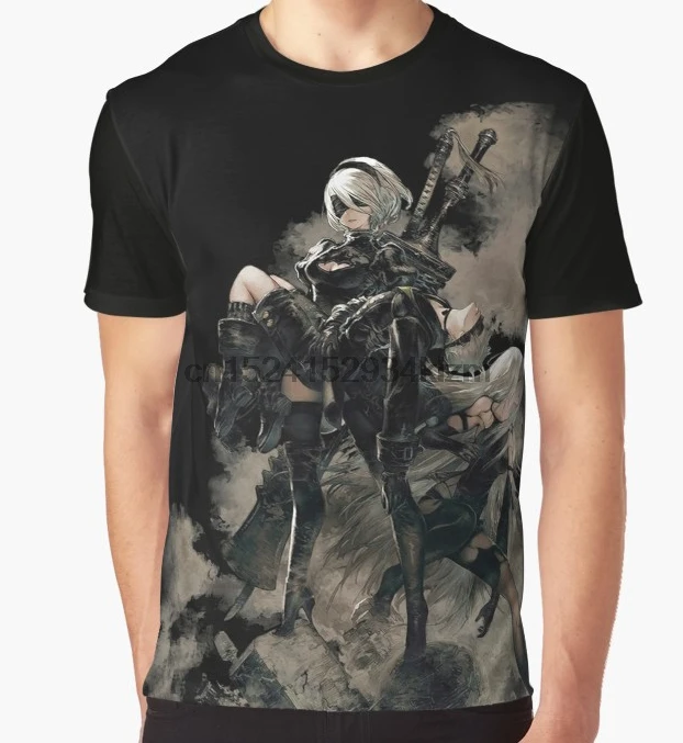 

All Over Print T-Shirt Men Funy tshirt Nier Automata Black Short Sleeve O-Neck Tops Tee women t shirt