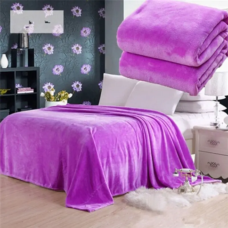 

1PCS Bed Blanket Fleece Blankets For Bed Throw Blanket Machine Washable Home Textile Solid random Color 50cm * 70cm