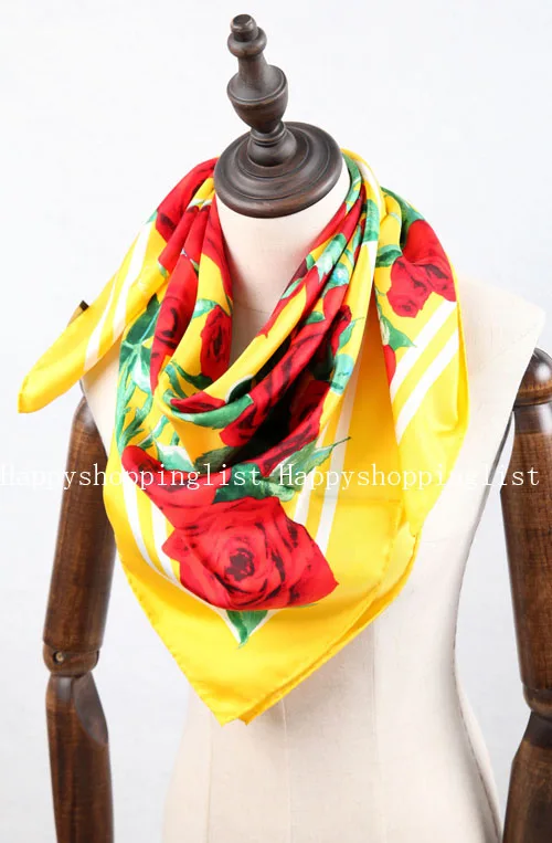 Элегантный бренд ручной работы саржевый шелковый шарф TWIC-69551 - Цвет: Yellow