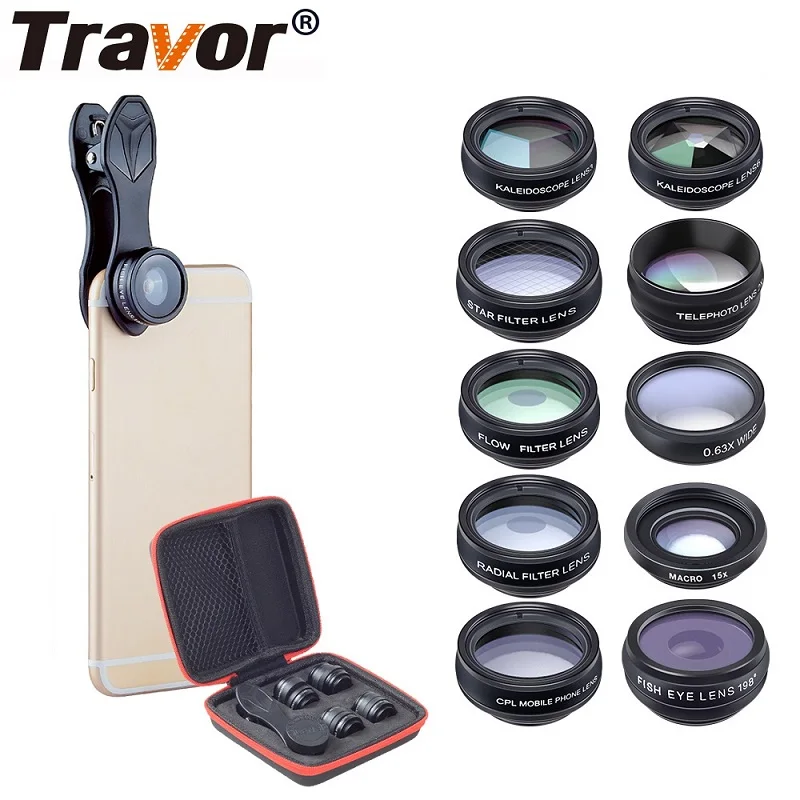 TRAVOR набор объективов для телефона калейдоскоп + 2X телескоп объектив Рыбий глаз объектив широкоугольный Макро объектив CPL фильтр для iphone Xiaomi ...