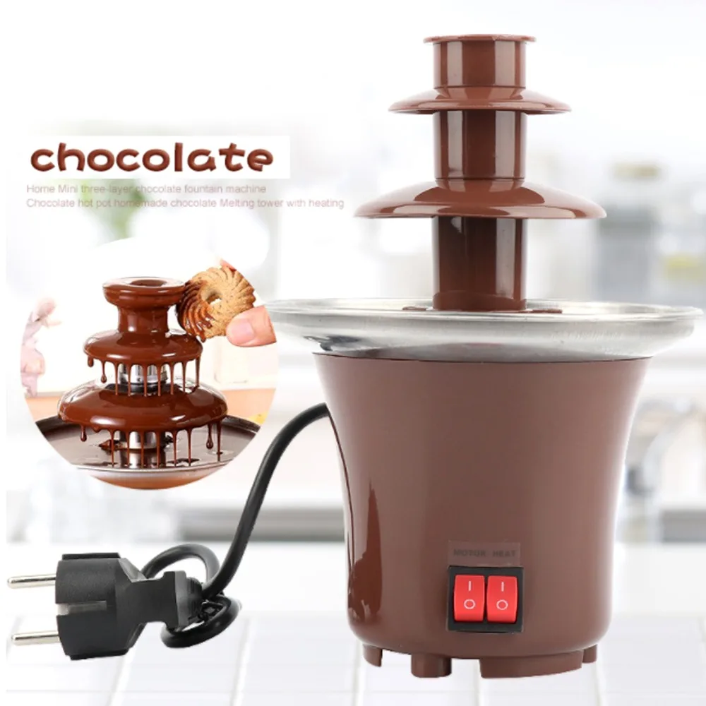 

DIY 3-tier Chocolate Fountain Fondue Mini Choco waterfall machine Three Layers Children Wedding Birthday heat melts EU plug