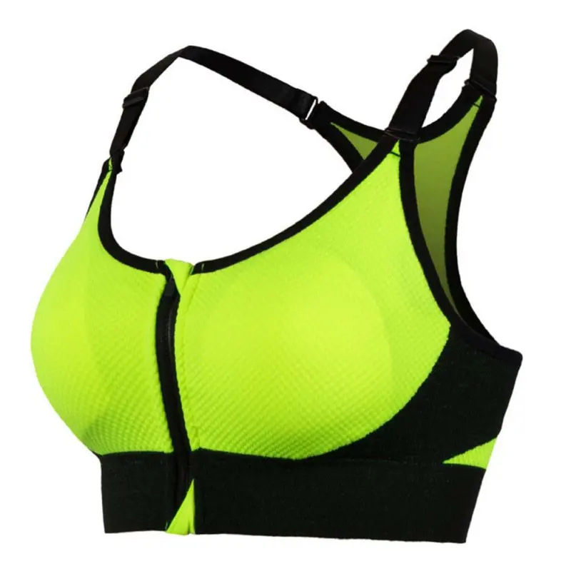 

Women Sexy Wire Free Sport Bra Yoga Top Running Gym Workout Vest Front Zipper Fitness Sports Shirt Bras