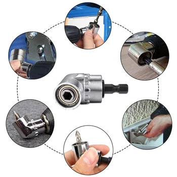 

105 Degree Right Angle Driver Angle Extension Power Screwdriver Drill Attachment 1/4inch Hex Bit Socket Holder Adapter