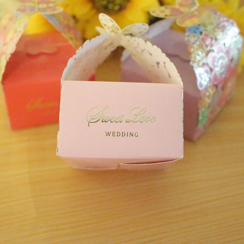 AVEBIEN 20 шт Горячая Красивая Бабочка цветы бумага Свадебная коробочка для сладостей подарок на праздник мешочки для вечеринки перед рождением ребенка упаковка для шоколада подарочная коробка