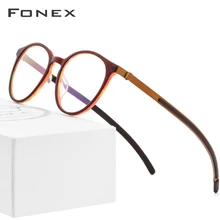 Очки из чистого титана, оправа для мужчин и женщин, ацетат, новые винтажные круглые очки для близорукости, оптические очки по рецепту, очки без винтов 9105