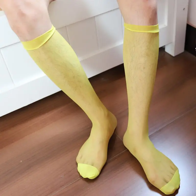 

Mens Sexy Thin Stockings Silky Nylon Mesh Sheer Over The Calf Knee High Long Invisible Seamless Solid Color