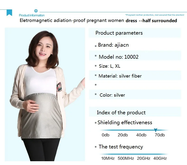 Ajiacn Новое поступление электромагнитное радиационное защитное платье для беременных, 100% Серебряный волоконный фартук, с защитой от ЭМП