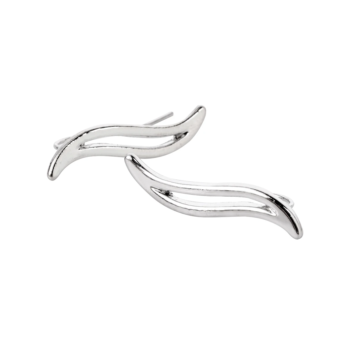 Trendy Silver Wave Geometric Earring Simple Ear Sweeps Pins Crawler Clips Earring Shellhard Bohemian Jewelry For Women Girl 2pcs
