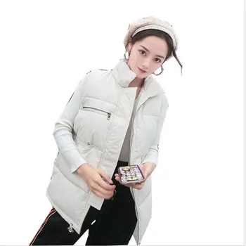 

2018New Fashion Autumn Winter Women Vest Female Short Stand-Collar Down Cotton For Winter Vest Female Sleeveless Warm VestCQ2715