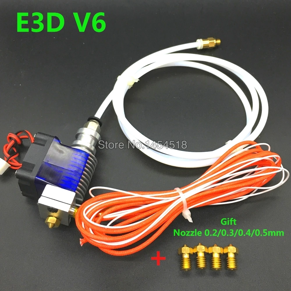  E3D V6 Hot End Full Kit 1.75mm 12V Bowden/RepRap 3d printer extruder parts accessories 0.2/0.3/0.4/0.5mm Nozzle 