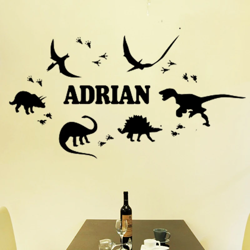 2017 hot DIY dinosaur footprints custom personalized name wall stickers