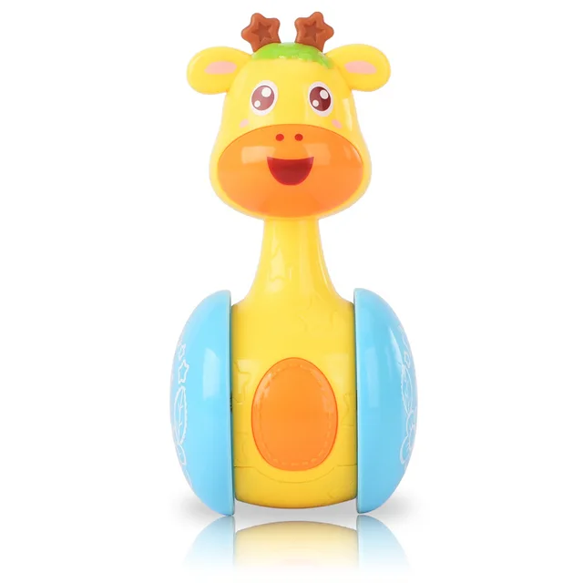 Novelty Funny Fawn Baby Rattles Nodding Tumbler Toy 0-12 Months Music Roly-poly Educational Xmas Gifts 3