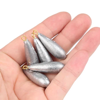 

5 Pcs Lead Water Drop Shape Fishing Sinker Weight With Ring Fish Tool Split Shot Rig Sinker Fishing Accessories New