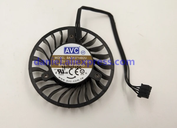 AVC BAZA0714B2U 12V 0.6A P001 P002 64 мм* 16 мм видеокарта 4 проводное Охлаждение вентилятором