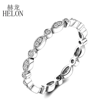 

HELON Solid 14K White Gold 0.2ct Natural Diamonds Engagement Ring Antique Art Deco Special Wedding Trendy Fine Jewelry Gift Ring