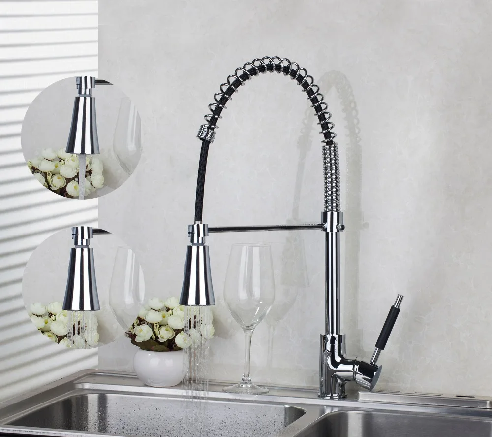 Kitchen Pull Out Down Chrome Brass Swivel Spray Mixer Tap 8538 1 Vessel Sink Mixer Tap