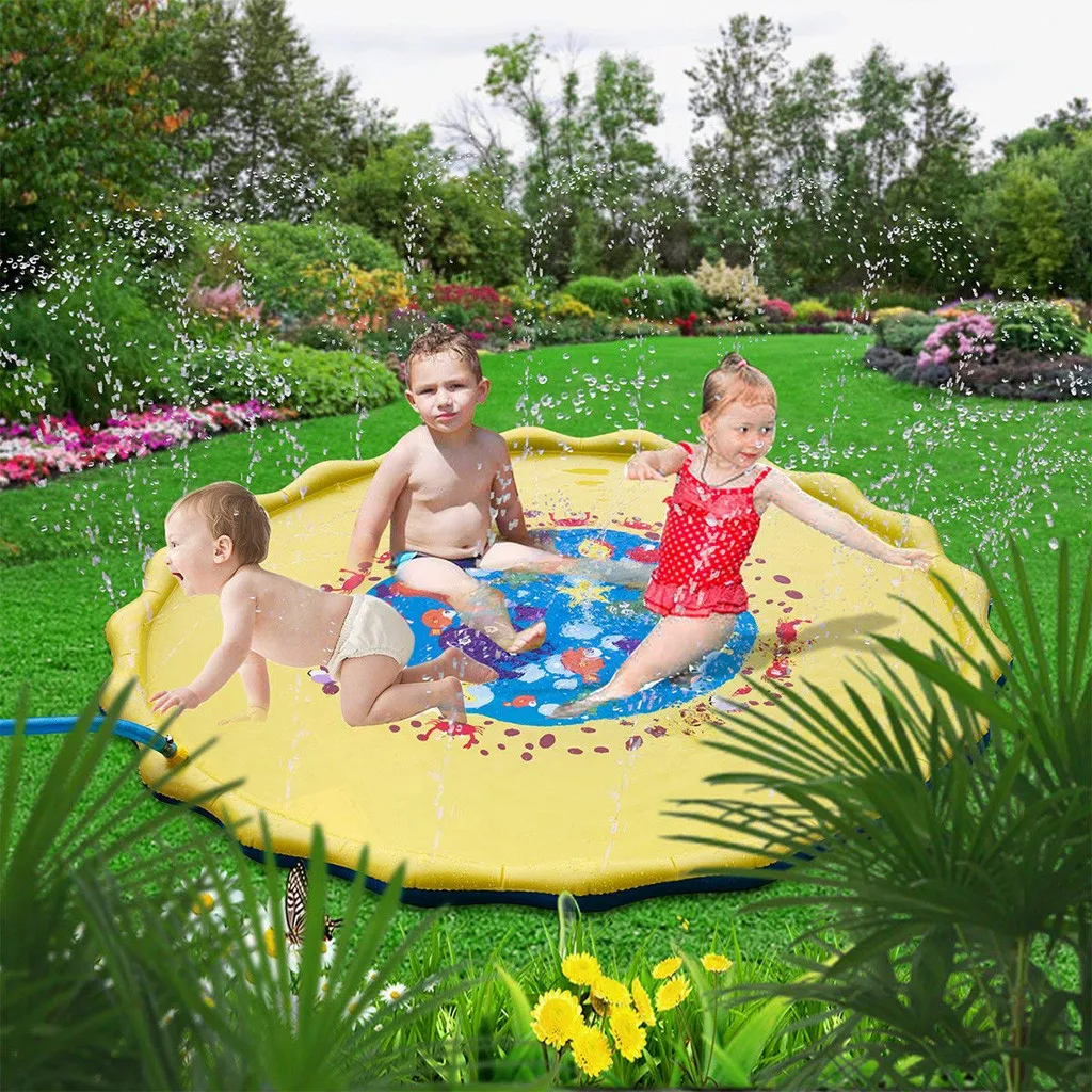 Детские разбрызгиватель игровой коврик для малышей Подарки для мальчиков и девочек на открытом воздухе Водные Игрушки летних спортивных игр пляжный коврик наружная ванна бассейн подушки