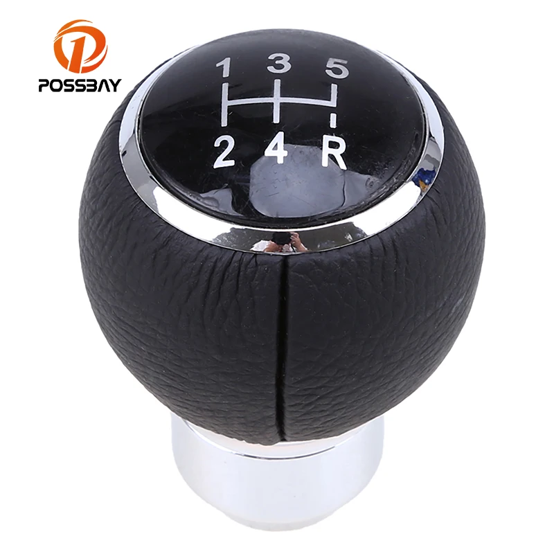 POSSBAY Leather Car Gear Shift Knob Shifter Lever Universal Fit Manual