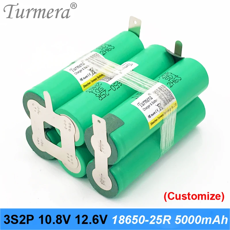 3s2p battery pack 18650 5000mah 25r 10.8v 12.6v 20a battery soldering
