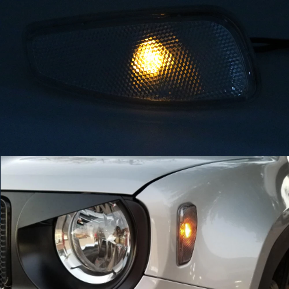 2PCS Turn Signal Head Light Side Lamp for Jeep Renegade Side Reflection Warning Turn Signal Light Lamp LED Bulbs  (48)