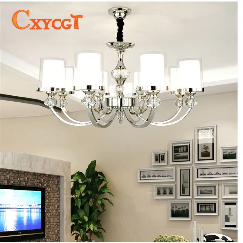 

Modern Chrome Metal Crystal Led Chandeliers Lighting Led Pendant Chandelier Lighting Fixture LED Lamp For Foyer Living Room