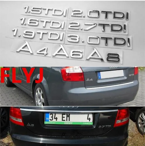 1 9 2 0 7 3 TDI quattro буквы серебряный хром эмблема автомобиля Стайлинг задний багажник