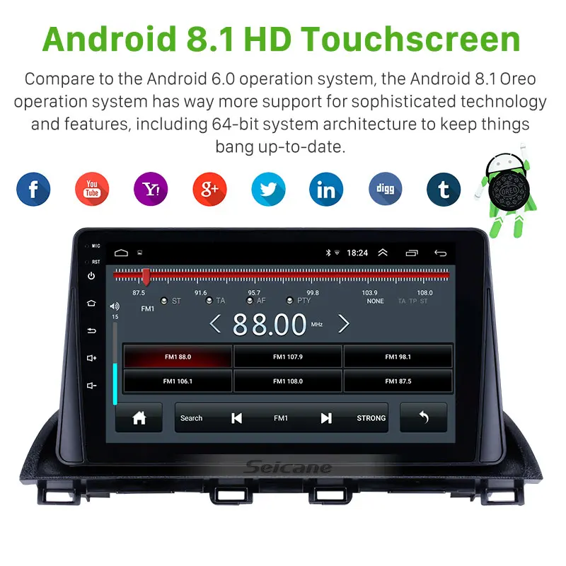  2GB RAM 32GB ROM Android 8.1 2Din Car Multimedia Player GPS For Mazda 3 Axela 2013 2014-2018 suppor
