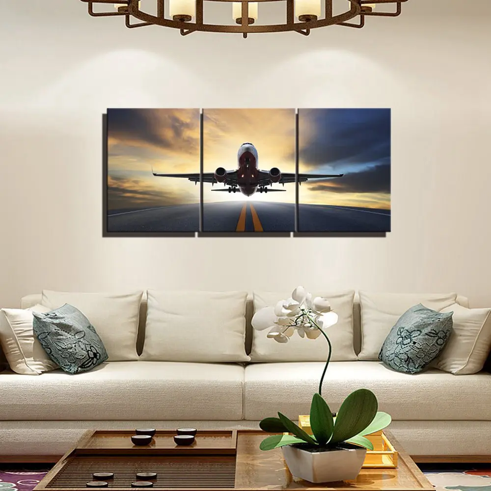 

Air Run Take Off Landscape Picture Art Prints Arto Airplane Print Canvas Painting Vintage Home Decor Wall Decor For Living Room