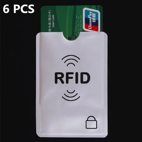 

6PCS Thicken Anti Rfid Blocking Reader Lock Bank Card Holder ID Card Case Rfid Protection Metal Credit Card Holder Aluminium