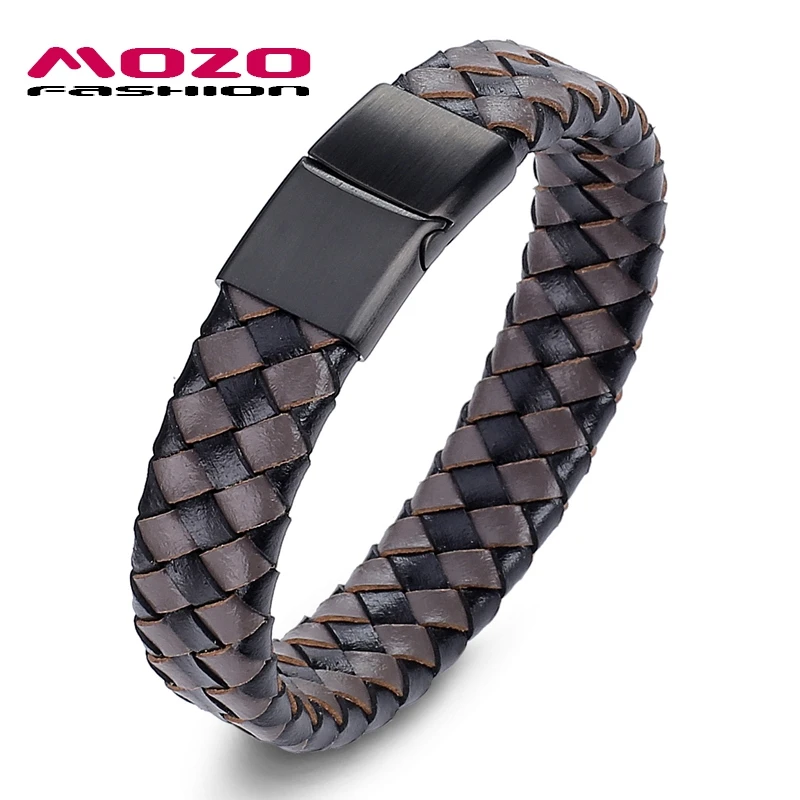 MOZO FASHION Jewelry Men Retro Bracelet Weave Leather buckle Bracelets & Bangles man Classic lattice Collocation bangle PS2035 |