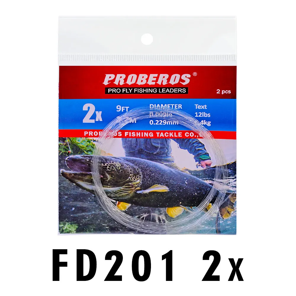 10 шт. PRO BEROS Конический лидер Fly Fishing Line 9FT 0X-6X нейлон лидер ловли рыбы нахлыстом ясный цвет - Цвет: 2X