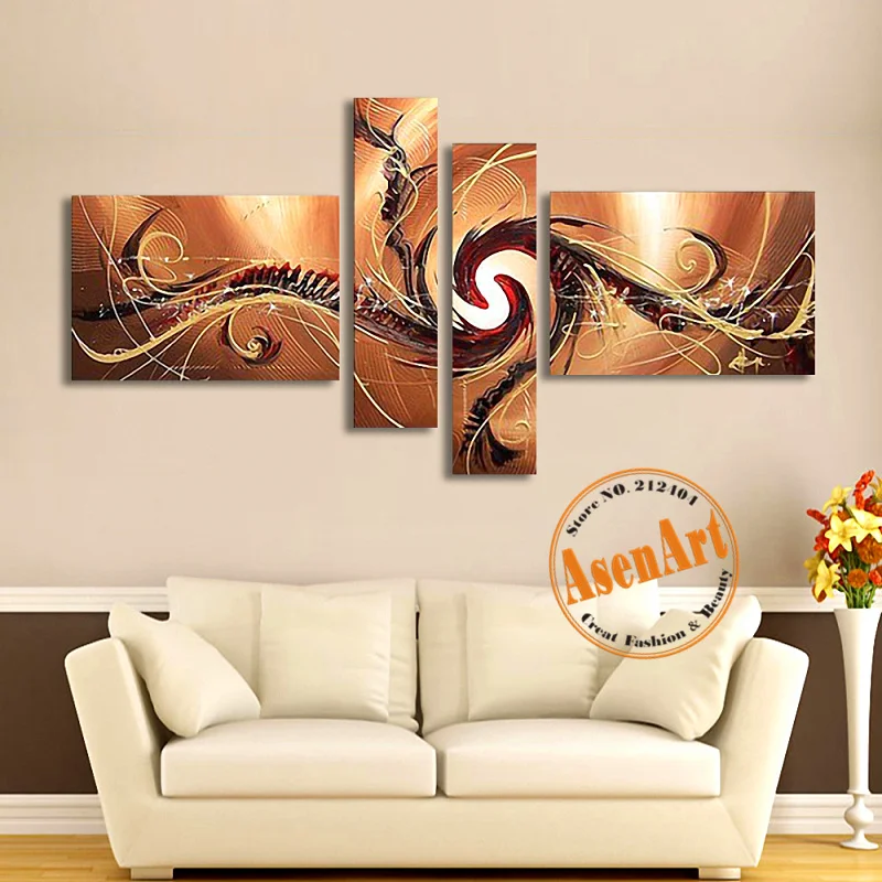 

Modern Abstract Oil Painitng Hand Painted Canvas Oil Painting Brown Abstract Flower Wall Art Picture Home Decoration No Frame