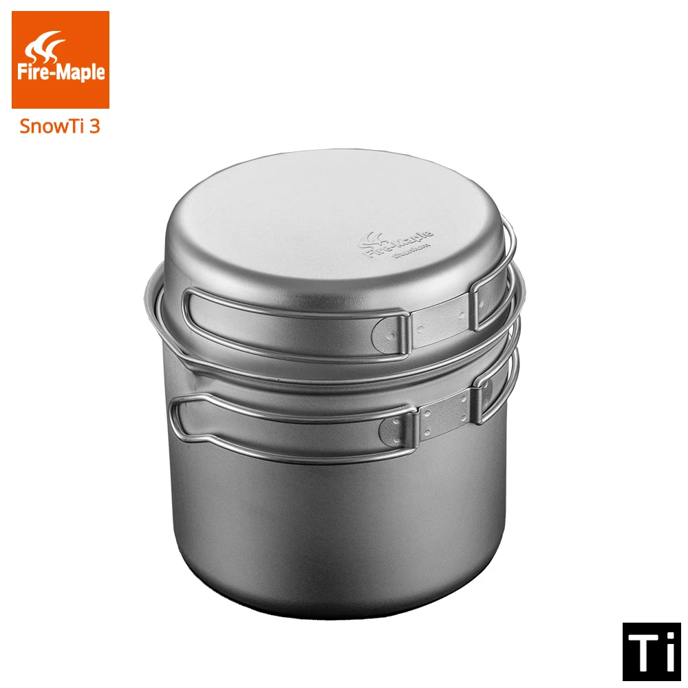 Fuego Maple SnowTi 3 nieve titanio portátil FMC-ST3 L Camping al aire libre olla y L sartén Ultra ligero Camping macetas Set