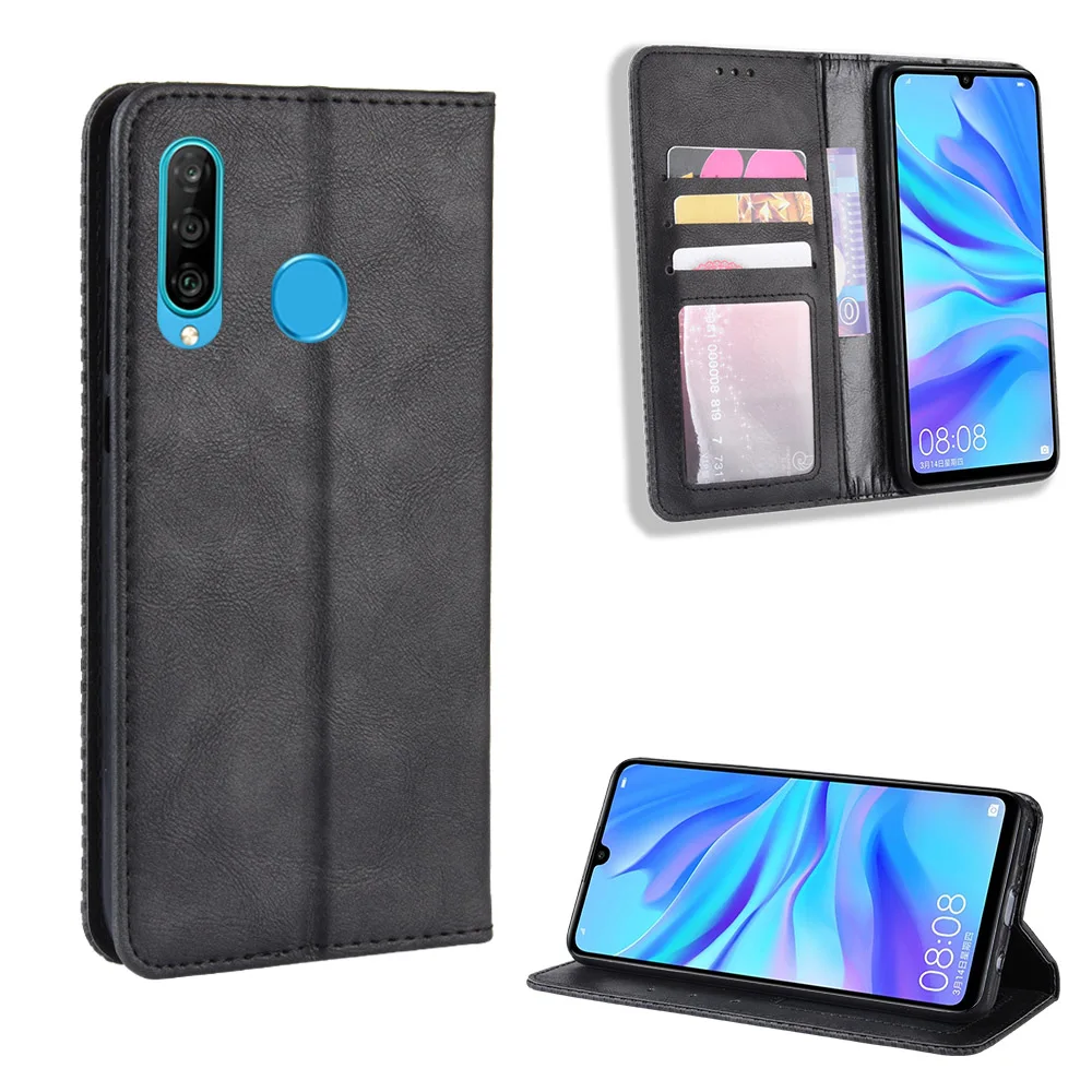 huawei snorkeling case Sang Trọng Retro Da Slim Flip Cover Huawei P30 Lite Ốp Lưng MAR-LX1M MAR-LX2J Ví Thẻ Đứng Từ Quyển Sách Bao Da Ốp Lưng Điện Thoại huawei phone cover