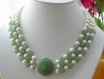 

3row 8MM WHITE ROUND FW PEARL AA NECKLACE