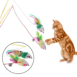 Новые Накладные игрушечная Мышка для кошки Пластик стержень вставку внутрь эластичного ремешка играть ПЭТ подвес палочка-Дразнилка