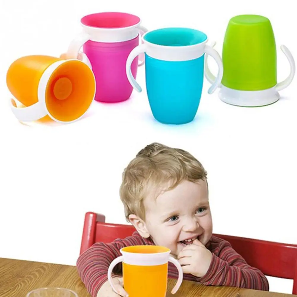 360 Degree Rotatable Baby Learning Drinking Water Cup with Double