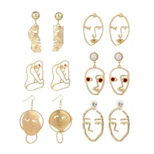 Face shape Sculpture Drop Earrings hyperbole personality funny abstract face earrings imitation pearl hollowed-out earrings Face shape Sculpture Drop Earrings hyperbole personality funny abstract face earrings imitation pearl hollowed-out earrings