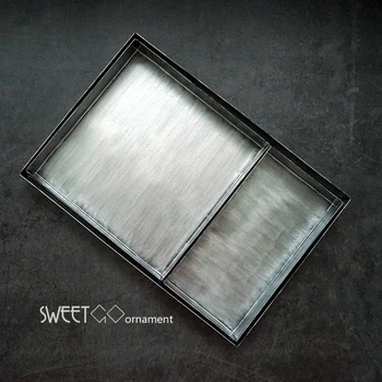 

SWEETGO Vintage silver combination tray rectangle pallet afternoon tea ceremony cupcake plate for dessert table food photography